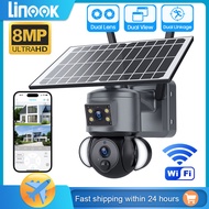 Linook 4K Solar CCTV Dual Lens Wireless WiFi Camera Full HD CCTV 360 CCTV Camera Color Night Vision 