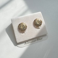 Dior極美品稀有款式滿版CD環形金色耳夾 日本中古二手vintage