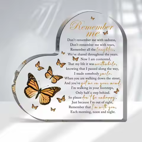 Acrylic Heart Shape Memorial Bereavement Gift Paperweight Remembrance Decorations Funeral Grief Cond