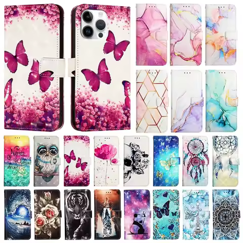 Cute Painted Leather Flip Case on For Samsung Galaxy A21 A21S A30S A40 A41 A42 A50 A50S A51 A70 A71 