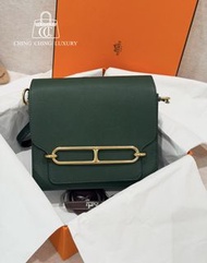 Sold🌈Hermes💚Mini Roulis 19💚英國綠金扣🌈98.5新🌟Evercolor皮🌟miniroulis🌟roulis19🌟愛馬仕🌟