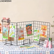 LINDW99NX Display Rack, Grid Grid Frame Storage Rack, Creative Metal with Base Desktop Stand For Gri