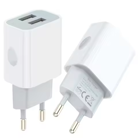 European Wall Charger, USB 2.1AMP Universal Europe Charger Block Dual Port Plug Compatible for Mobil