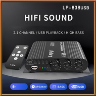 [chasoedivine.]  838 USB Bluetooth Subwoofer Amplifier HIFI 2.1 12V Car Home Amplifier U Disk Lossle