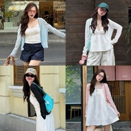 (OLDSCHOOL PHOTO) Women's paper-thin elastic cardigan with curved shape and long sleeves AK203