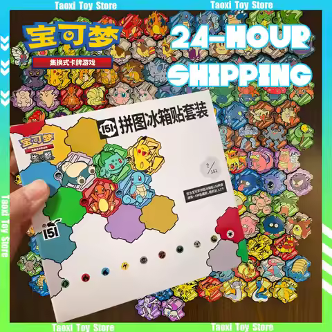 Original Pokemon PTCG Trading Cards 151 Scarlet & Violet Series Jigsaw Fridge Magnets Puzzle Simplif