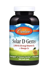 Carlson - Solar D Gems, Vitamin D3 and Omega-3 Supplement, 2000 IU Vitamin D3, 115 mg Omega-3s EPA a