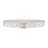 LV Men's Belt Initiatiles 40 Canvas Calf Leather Double sided White Belt M0713U