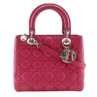 【日本直送】Christian Dior Dior Lady Dior Cannage 手提包 Medium 兩用肩背包 皮革 桃紅色 女仕【二手】