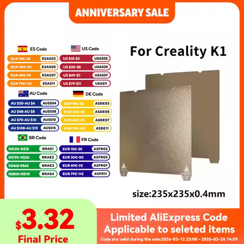 PEI Sheet for Creality K1/K1 MAX Ender 3 S1 Pro Ender3 S1/5 S1 Steel Plate Texture PEI Spring Steel 