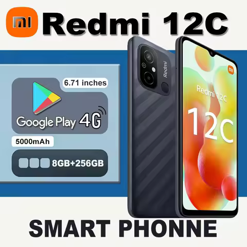 Original Xiaomi Redmi 12C 8GB 256GB 5000mAh 4G Mobile Phone Global ROM