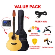 TECHNO (JF-41EQ) 41 Inch Jumbo EQ Acoustic Guitar Cutaway + Accessories Set | Gitar Akustik Murah 吉他