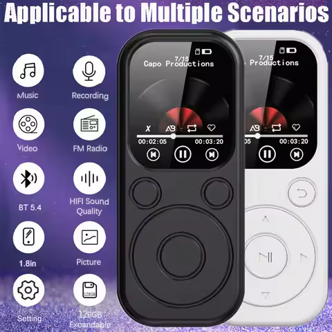 1.8 inch Slim MP3 Player Bluetooth 5.4 Portable Walkman eBook Recording FM Radio Music Player Built-