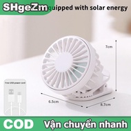 SHgeZm Xách Tay Mini Tay Clip Fan USB Có Thể Sạc Lại Năng Lượng Mặt Trời Powered Fan Cho Du Lịch Ngo