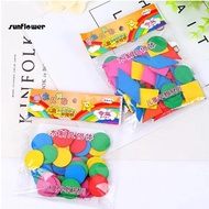 Wooden Colorful 48pcs thin Round Geometric Chips Math Teaching Aids Educational Kids Toys Unisex Girls and Boys