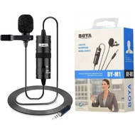 READY STOCK Original Boya BY-M1 BYM1 Omnidirectional Lavalier Microphone Clip Mic For Smartphone DSLR PC Audio Recorders