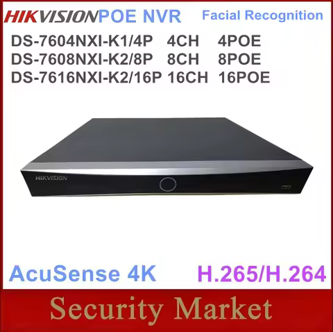 Original Hikvision 4/8/16-ch PoE 1U K Series AcuSense 4K NVR DS-7604NXI-K1/4P DS-7608NXI-K2/8P DS-76