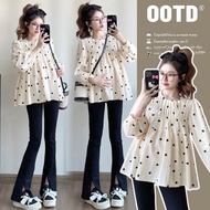 顯瘦 時尚 百搭 甜美 潮媽 上衣女韓版 ins 潮  Maternity Dress For Pregnant Women Pregnancy Dress 孕妇装2025新款不显怀韩版孕妇秋装宽松显