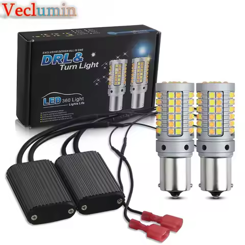 2pcs 3030smd Dual Mode Daytime Running Light Ice Blue DRL Turn Signal PY21W P21W LED Dho Canbus BA15