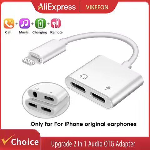 2 In 1 Audio OTG Adapter Dual Lighting 3.5mm To IOS Headphone Adapters For iphone 13 14 12 11 Pro Ma