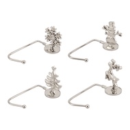 HAPPY TIME-4Pcs Metal Xmas Tree Snowflake Decorative Stocking Holder Christmas Sock Hook Hangers
