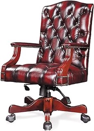 Solid Wood Boss Chair - Ergonomic Office Chairs,Executive Seat Managerial Chair,Adjustable Lifting Swivel Computer Chair with Fixed Armrest for Home Work */1671 (Color : A, Size : Cowhide)