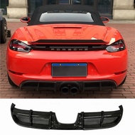 For Porsche 718 Cayman Boxster 2016 - 2018 Rear Bumper Lip Diffuser Spoiler Apron Splitters Carbon F