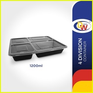 ♞,♘Donewell 4 Division Rectangle 1200 Microwavable Food Container Box