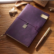 สมุดบันทึกหนังแท้ A6 ทรงเรโทรสีกาแฟ สมุดบันทึกการเดินทาง TN ทำมือ สมุดบันทึกมัดเชือก A5 หนัง Mad Hor