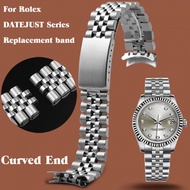 Solid Stainless Steel Strap for Rolex DATEJUST Curved End Watch Band 13mm 17mm 19mm 20mm 21mm 22mm Solid Band Women Men Bracelet Accessories