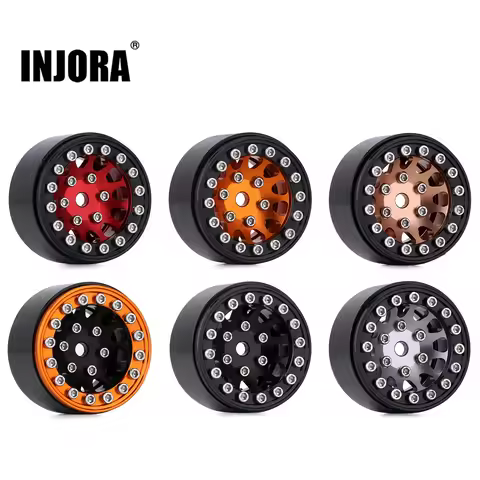 INJORA 4PCS CNC 1.0" Beadlock Wheel Rims for 1/24 1/18 RC Crawler Car Axial SCX24 AX24 FCX24 Enduro2