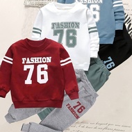 TEMU Young Boy 6pcs Set Casual Sports College Street Style Cute 76 Number Letter Print Sweatshirt & 