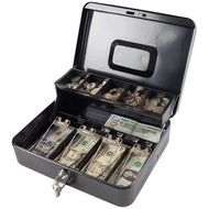 ITL Cash Box Metal Cash Storage Box Money Box With Cash Tray Portable Safe Box For Money Organizer
