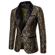 Men Casual Blazers Men Tuxedo Jacket Lapel One Button Stylish Floral Blazer Suit Jacket for Dinner P
