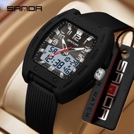 Sophisticated SANDA Men's Wristwatch - 3 Time Zones, Chronograph, Luminous & Alarm