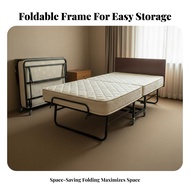 Foldable Folding Rollaway Bed Easy to Move Folding Bed on Wheels Space-Saving Temporary Furniture Qu