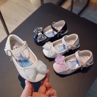 Fashion Elsa Princess Girl's High Heel Shoes Sweet Bowknot Children's Leather Shoes Causal Catwalk P