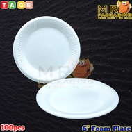 Polystyrene 6" Foam Plate [ 100pcs± ] Polistrin Piring  -  Polisterin Pinggan  -  TAGE TP 006 Party 