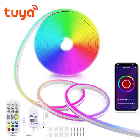 Tuya Smart Life WiFi LED Neon Light Strip 12V LED Strip RGB Neon Sign Tape Decoration Alexa Google H