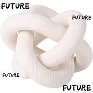 HL-FUTU 3-Link Pine Modern Farmhouse Accents Hand Carved Wood Chain Link Decor