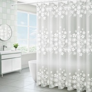 70g/㎡Waterproof Thin Style PEVA Shower Curtain White Flower Vine Shower Curtain Bathroom Curtain