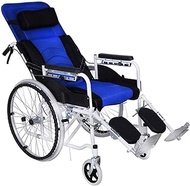 Wheelchair-Heavy Duty Electric Wheelchair with Headrest,Foldable Folding and Lightweight Portable with Seat Belt 1239668cm (Color : Blue)