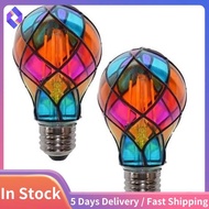 2-Pack Painted Glass Stained Glass Light Bulb E26 4W 120V LED Colorful Light Bulb LED Light Bulb Rom