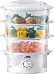 GDOR 3 Tier Electric Food Steamer for Cooking, 800W Vegetable Steamer for Fast Simultaneous Cooking,