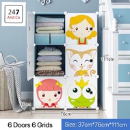 Lightweight Cartoon Wardrobe Plastic Closet For Kid Baby Cupboard Dust-proof Almari Baju Plastik Storage Cabinet