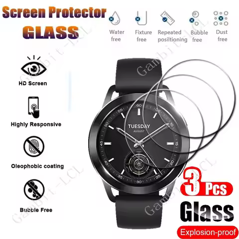 3PCS 9H HD Tempered Glass Screen Protector For Xiaomi Watch S3 S1 Active 5 2 Pro S4 Sport Color H1 W