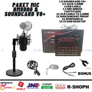 Bm8000 Microphone Mic Package Soundcard V8 + Plus Free Splitter And Desktop Stand