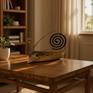 MAURICE Sailboat Coil Holder, Vintage Style Rustic Iron Metal Coil Stand, Gift Item Coil Tray Stable