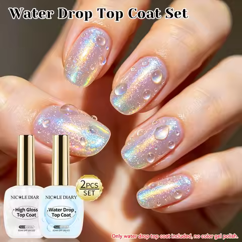 NICOLE DIARY 15ml High Gloss Top Coat No Wipe Top Coat Glossy Long lasting Top Coat Functional Gel M