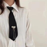 Bnb2024 New Style Tie Clip Tie Chain Japanese Style JK Casual Style Preppy Style Black Free Lazy Sho